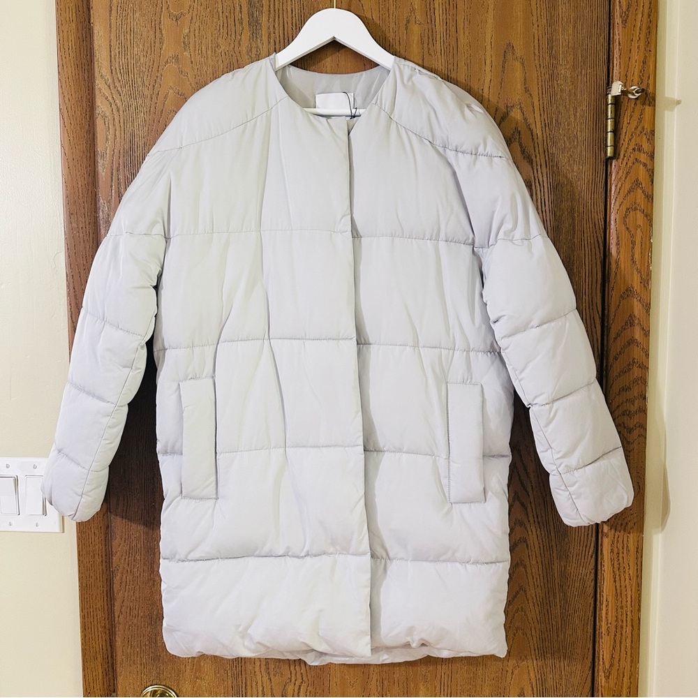 Mango Light Gray Quilted Puffer Coat Jacket